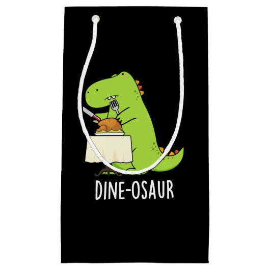 Petit Sac Cadeau Dine-osaur Funny Dinosaur Pun Dark BG (Devant)