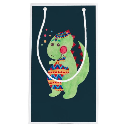 Petit Sac Cadeau Dino vert (Devant)