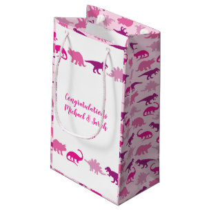 Petit Sac Cadeau Dinosaur Baby shower Dino Pink Girl