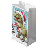 Petit Sac Cadeau Dinosaure sucre de canne de Noël mignon (Devant Angle)