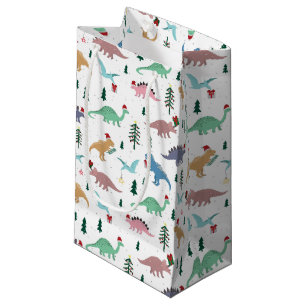 Petit Sac Cadeau Dinosaures festifs Motif de Noël