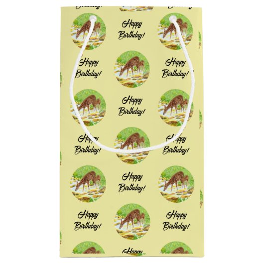 Petit Sac Cadeau Doe et Fawn Jaune (Dos)