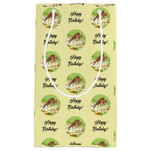 Petit Sac Cadeau Doe et Fawn Jaune (Devant)