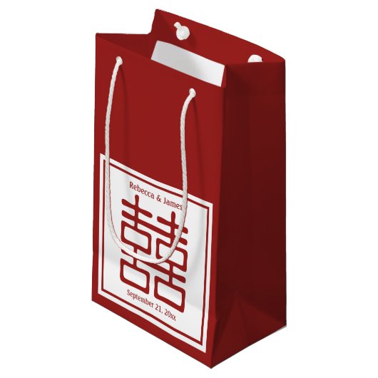 Petit Sac Cadeau Double Mariage chinois (Devant Angle)