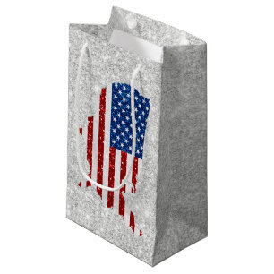 Petit Sac Cadeau Drapeau américain étoiles et bandes 4 juillet Pail