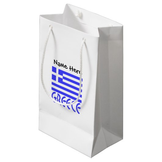 Petit Sac Cadeau Drapeau grec avec votre nom (Devant Angle)