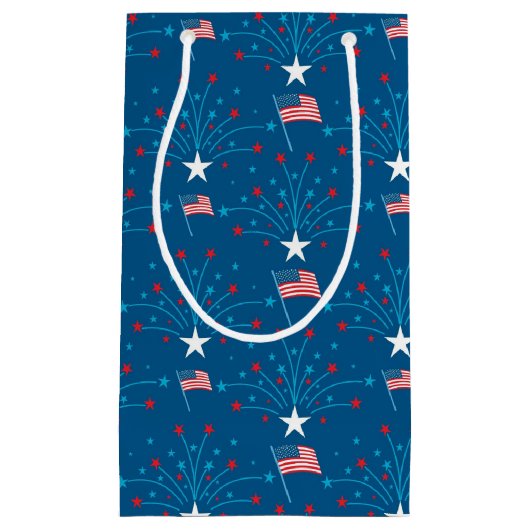 Petit Sac Cadeau Drapeaux et feux d'artifice des Etats-Unis (Devant)