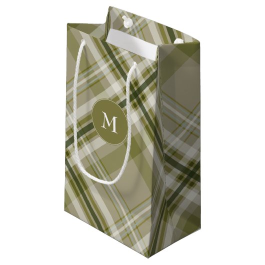 Petit Sac Cadeau Draps d'olive et de plaid beige hommes (Devant Angle)