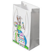 Petit Sac Cadeau Drôle Mignonne Joyeux lapin de Pâques Peinture Oeu (Dos Angle)
