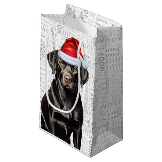 Petit Sac Cadeau Drôle Noël Black Lababrador Retriever (Devant Angle)