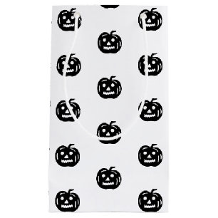 Petit Sac Cadeau Drôle noir blanc Jack-o'-lantern motif Halloween