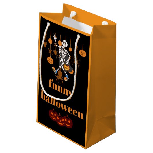 Petit Sac Cadeau Drôle Skeleton Halloween (Dos Angle)