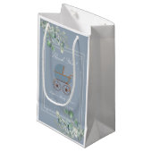 Petit Sac Cadeau Dusty Blue Baby Carriage Custom Sign (Devant Angle)