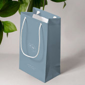 Petit Sac Cadeau Dusty Blue | Mariage de bienvenue Chic Monogram