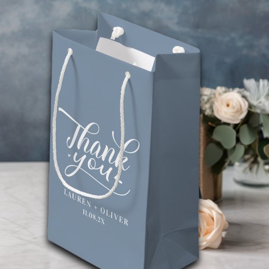 Petit Sac Cadeau Dusty Blue | Merci Mariage minimal