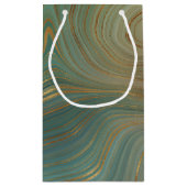 Petit Sac Cadeau Earthy Olive Strata | Agate d'encre verte et dorée (Dos)