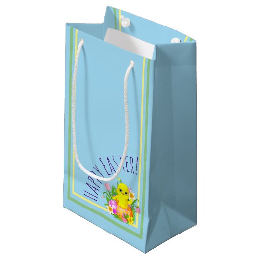 Petit Sac Cadeau Easter Chick With Flowers (Devant Angle)