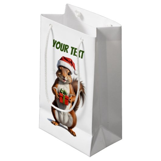 Petit Sac Cadeau écureuil de Noël (Devant Angle)