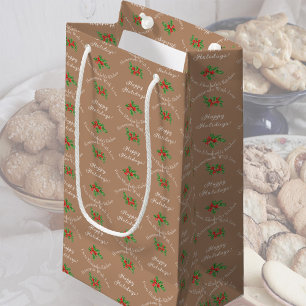 Petit Sac Cadeau Éditable Cadeau de Fêtes de Fin d'Année Brun Joyeu