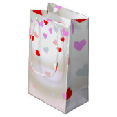 Petit Sac Cadeau Effet Perle Blanche avec cœurs (Dos Angle)