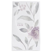 Petit Sac Cadeau Élégant argent floral Chinoiserie Mariage monogram (Devant)