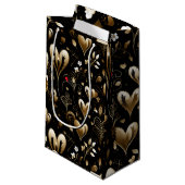 Petit Sac Cadeau Elegant Black Heart Romance (Devant Angle)