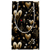 Petit Sac Cadeau Elegant Black Heart Romance (Devant)