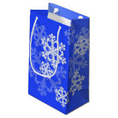 Petit Sac Cadeau Élégant Cobalt Blue Snowflakes Noël moderne (Dos Angle)