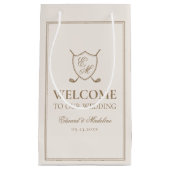Petit Sac Cadeau Élégant Crest Monogram Golf Mariage Welcome Bag (Devant)