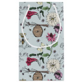 Petit Sac Cadeau Elegant Floral Beehive & Flowers Blue (Dos)