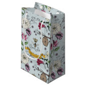 Petit Sac Cadeau Elegant Floral Beehive & Flowers Blue (Devant Angle)