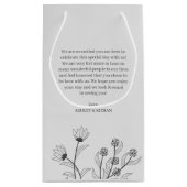 Petit Sac Cadeau Elégant floral fumée gris Mariage Bienvenue (Dos)