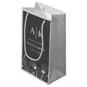 Petit Sac Cadeau Elégant floral fumée gris Mariage Bienvenue (Devant Angle)