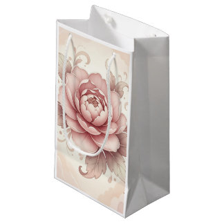 Petit Sac Cadeau Élégant floral rose Pivoine
