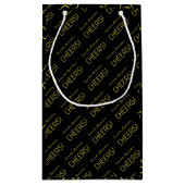 Petit Sac Cadeau Elegant Gold Black script Nom (Dos)