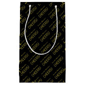 Petit Sac Cadeau Elegant Gold Black script Nom (Devant)