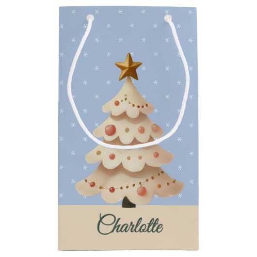 Petit Sac Cadeau Élégant Joyeux Noël Jouer Chatons, Nom (Dos)