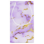 Petit Sac Cadeau Elegant Lavender Gold Faux Metallic Marble Pattern (Dos)