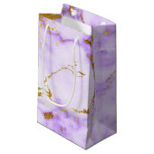 Petit Sac Cadeau Elegant Lavender Gold Faux Metallic Marble Pattern (Devant Angle)