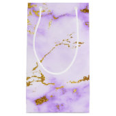 Petit Sac Cadeau Elegant Lavender Gold Faux Metallic Marble Pattern (Devant)