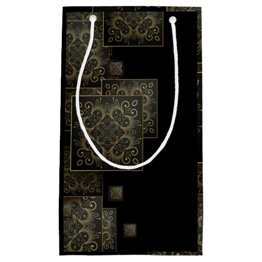 Petit Sac Cadeau Élégant luxe noir et or (Devant)