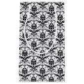 Petit Sac Cadeau Élégant Mariage damassé noir noir noir noir blanc (Devant)