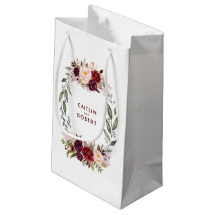 Petit Sac Cadeau Elégant Mariage d'aquarelle rouge Bourgogne