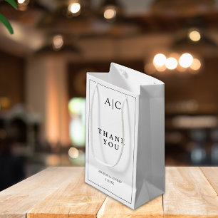 Petit Sac Cadeau Élégant Mariage de monogramme blanc