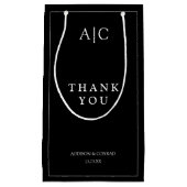 Petit Sac Cadeau Élégant Mariage de monogramme noir (Devant)