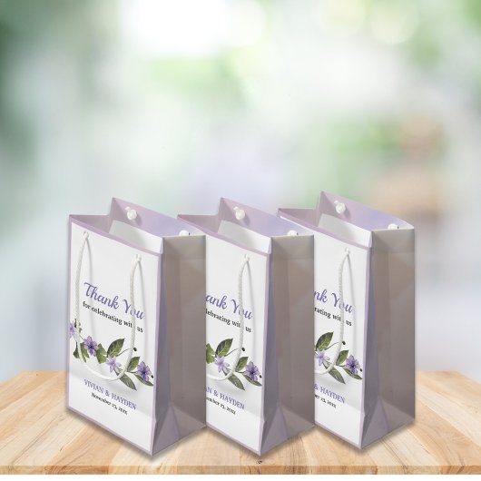 Petit Sac Cadeau Élégant Mariage floral violet