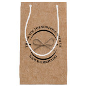 Petit Sac Cadeau élégant merci entreprise kraft bow chic brun (Devant)
