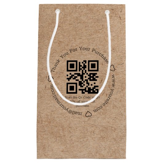 Petit Sac Cadeau élégant minimalis merci business qr code kraft (Devant)