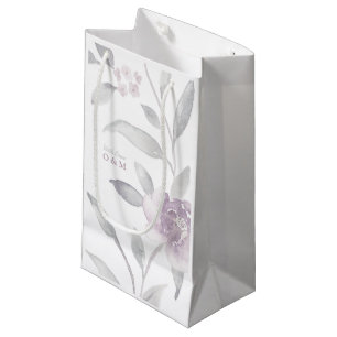 Petit Sac Cadeau Élégant monogramme de Mariage Chinoiserie en arg