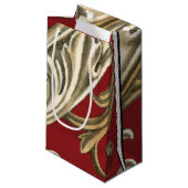 Petit Sac Cadeau Elégant Motif Botanique avec Foliage Tan (Devant Angle)